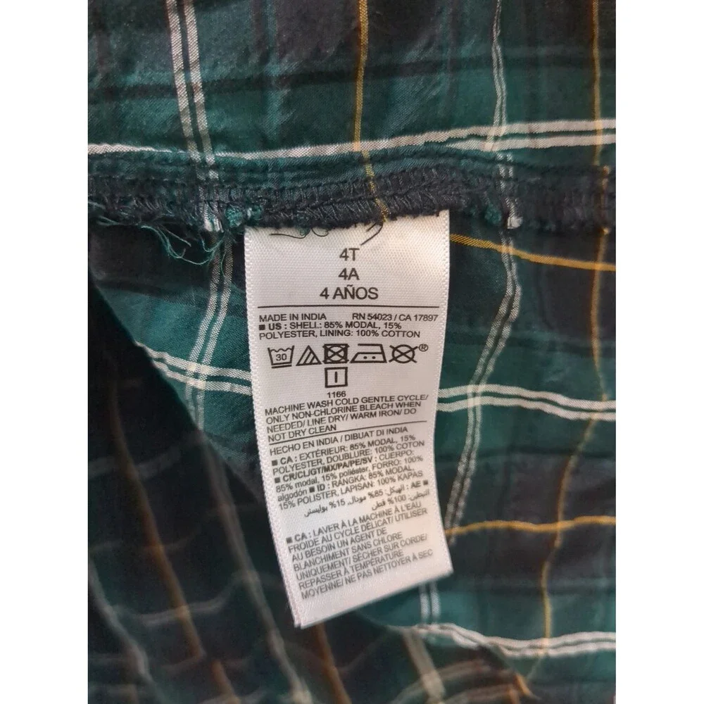 Old Navy 4T green Navy plaid dress 100% cotton fall winter photo shoot!